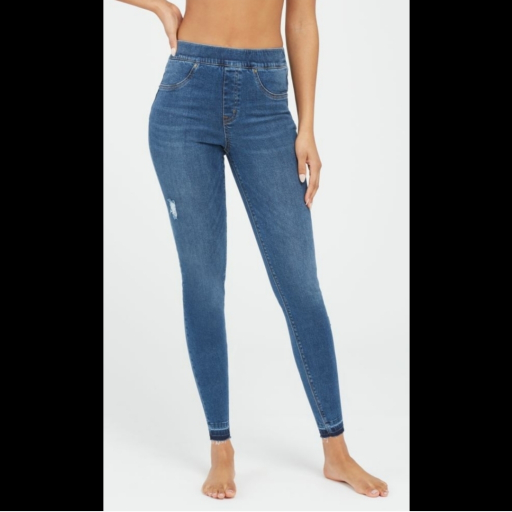 Spanx Distressed Denim Skinny Jegging Jeans